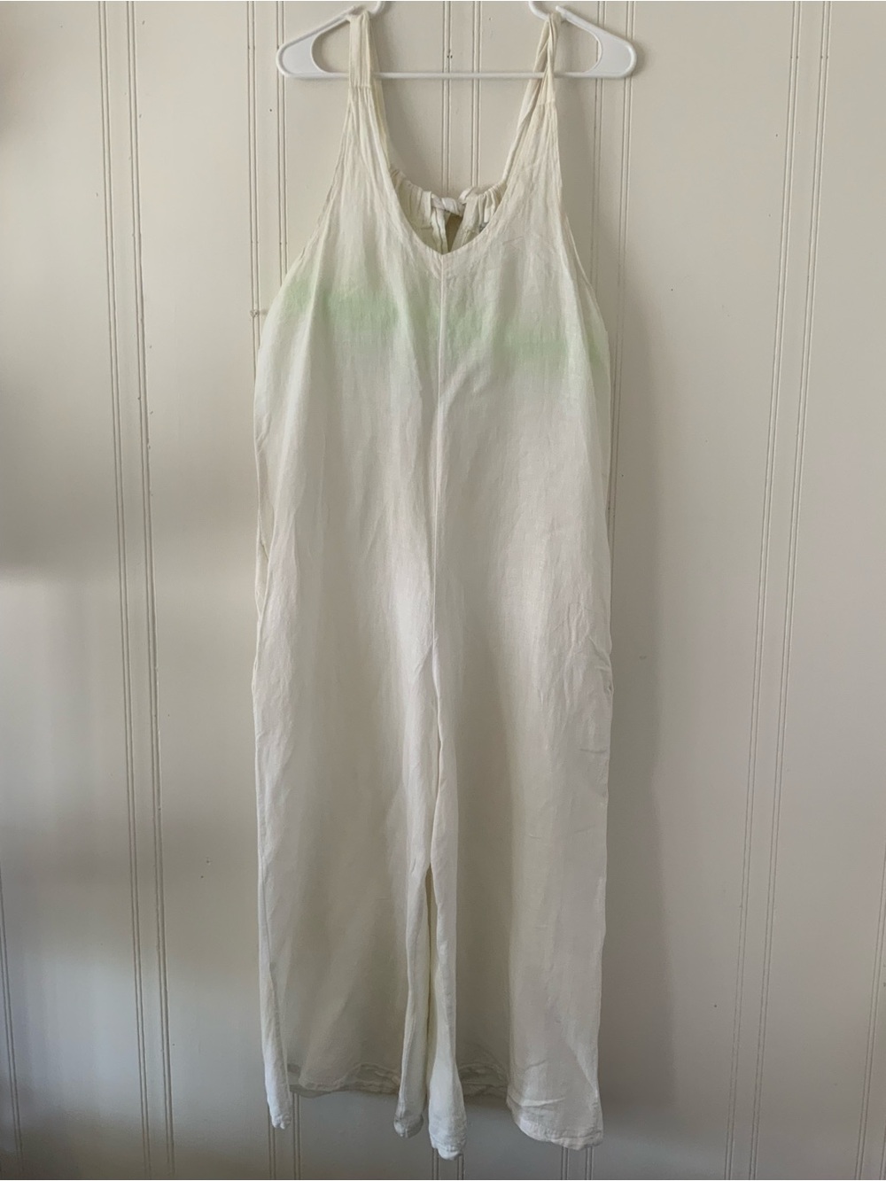 Sleeveless Cream Jumpsuit with adjustable shoulder ties